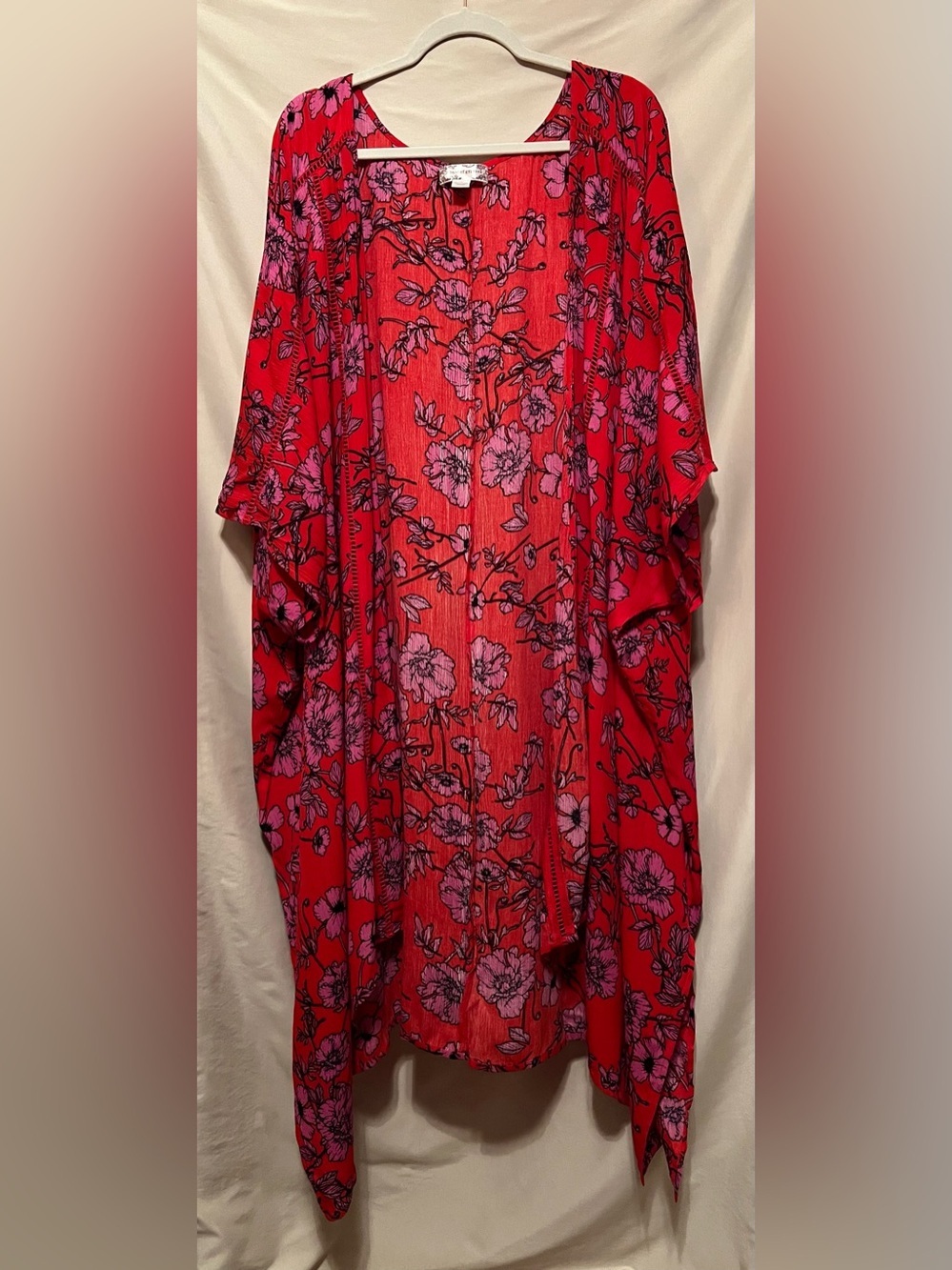 Band of Gypsies Red & Pink Floral Kimono Size XL